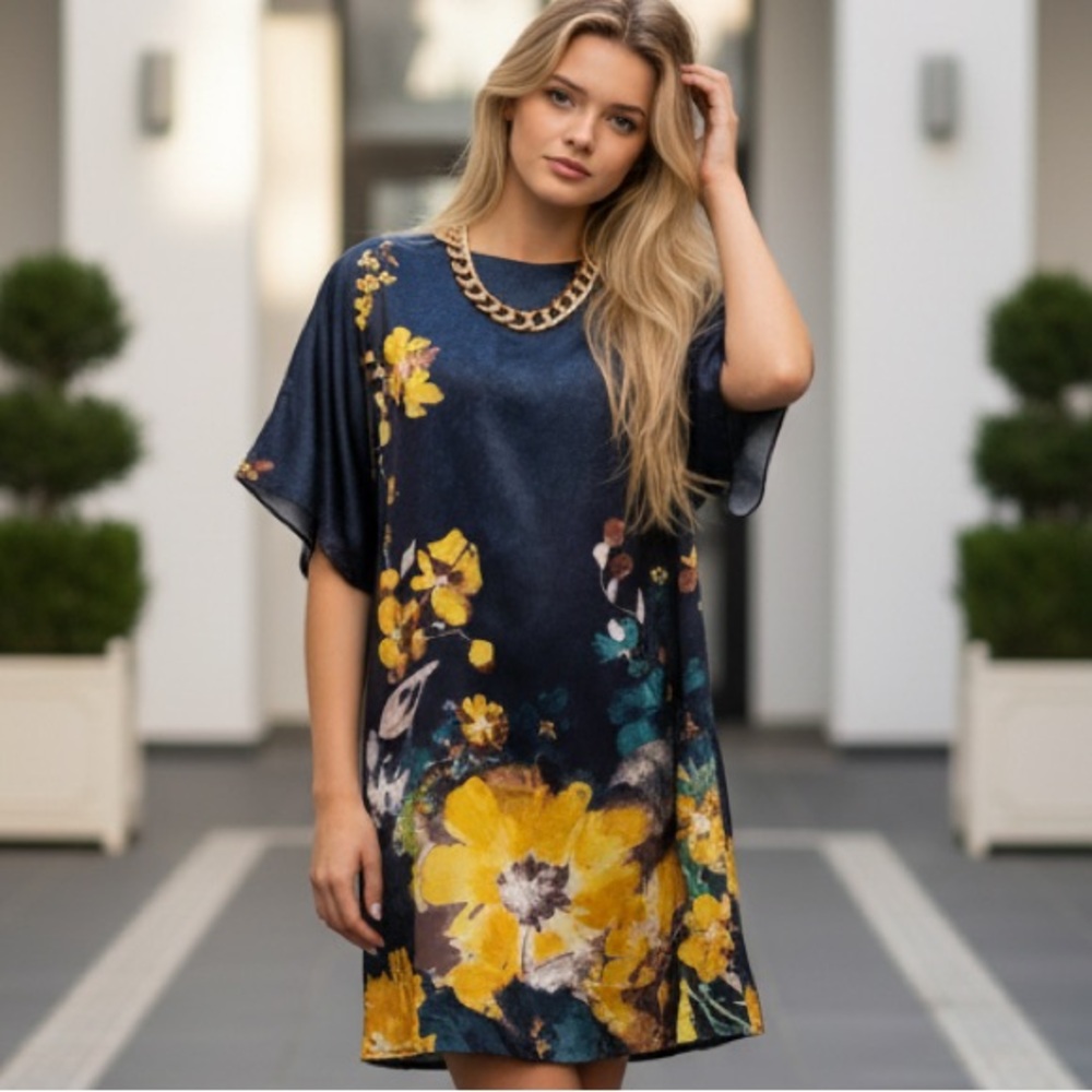 Floral Blue and Yellow Dress